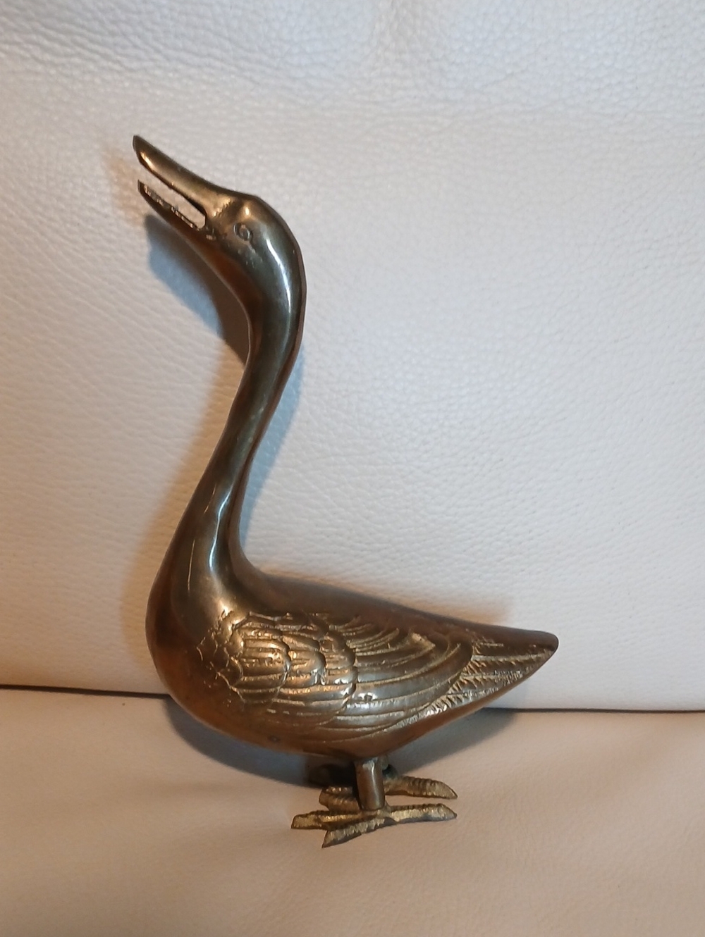 Brass Duck Sculpture - Decorative Gold Home Art
